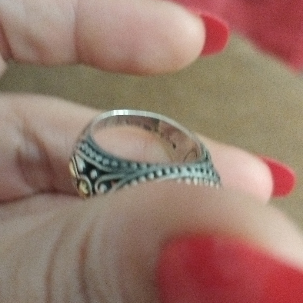 🔥Vintage Samuel Benham Sterling Silver 18 K gold W/Real Gemstones Cocktail Ring - Picture 5 of 11